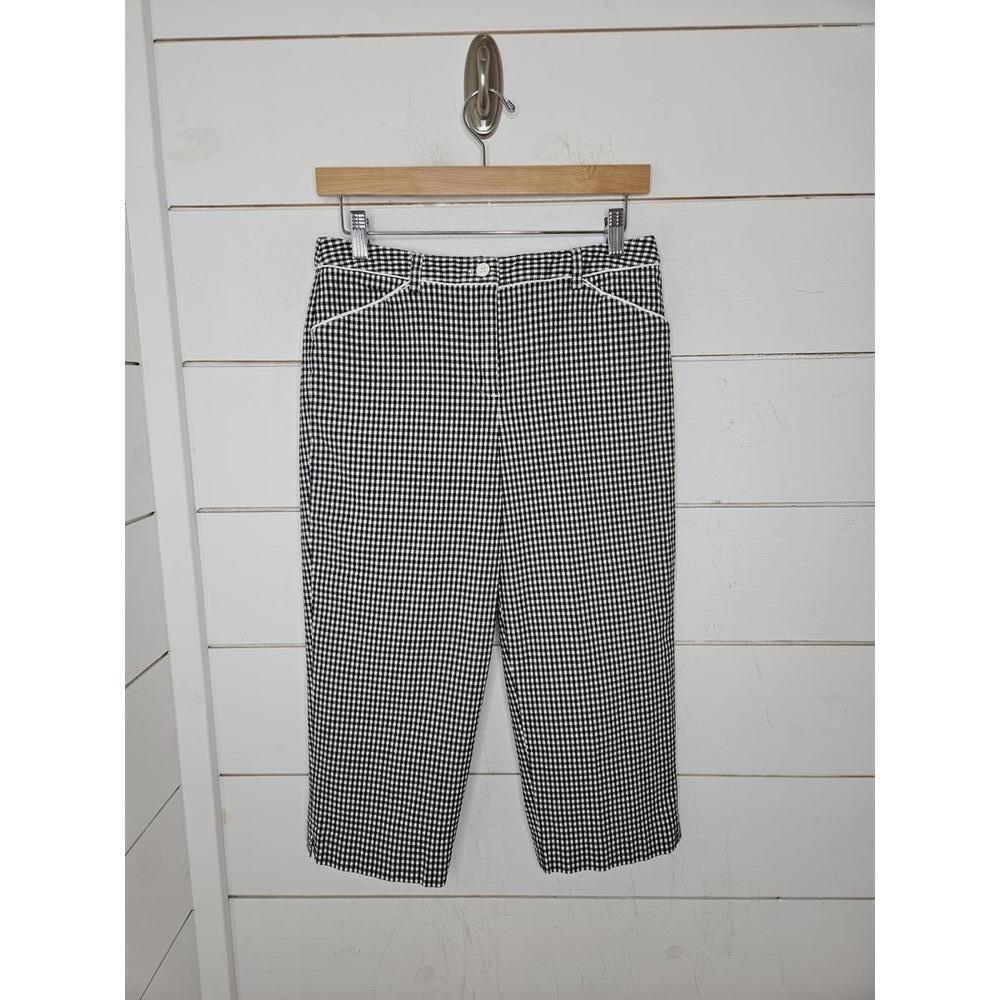 Talbots Size 8 Petite black & white check capri pants